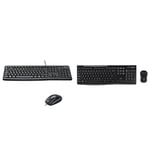 Logitech MK120 Wired Keyboard and Mouse Combo for Windows, Optical Wired Mouse, Full-Size Keyboard, USB Plug-and-Play - Black & MK270 Wireless Keyboard and Mouse Combo for Windows, 2.4 GHz Wireless