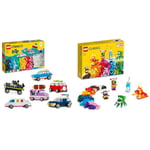 LEGO Classic Creative Vehicles, Colourful Model Cars Kit featuring a Police Car Toy & Classic Creative Monsters, Construction Playset with 5 Mini Build Monster Toys