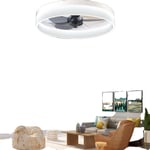 Takfläkt med LED-lampa, fjärrkontroll, energieffektiv dimning,85-265V, VIT