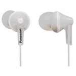 Panasonic HJE125E Wired In-Ear Headphones - White Ergo Fit with 3 Size Earpads for Ultimate Comfort