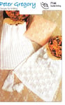 Peter Gregory Double Knitting Pattern for Baby Accessories - Pram Blankets & Cushion (7146)
