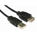 Short 50cm USB 2.0 A to A EXTENSION Cable Lead Wire BLACK Extender Male Female Socket Extender