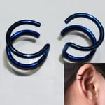 1 Pair Non Piercing Stud Earring Clip-on Ear Cuff Blue