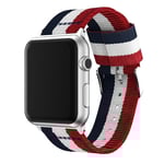SKALO Nato-armband Metallspänne Apple Watch Series 4-6 44mm - Röd-Vit-Blå