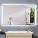 Miroir 150x70cm miroir de salle de bain anti-buée, miroir led avec éclairage, miroir mural cosmétique lumineux,interrupteur tactile - Acezanble