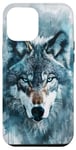 Coque pour iPhone 12 Pro Max Aquarelle bleu turquoise loup