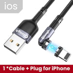 Câble iOS gris taille 2m  Magnétique et Rotatif à 540 °, Cordon de Chargeur Aimanté de Charge Rapide pour Tél