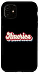 Coque pour iPhone 11 Retro America USA 4th of July T-shirt rouge, blanc et bleu