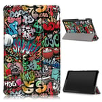 Lenovo Tab M8 tri-fold pattern leather flip case - Cartoon Graffiti