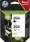 HP304 Combo Tri-colour & Black Ink Cartridges Twin Pack  for deskjet 2620 2634