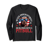 Pitbull Pittie Dog Breed Pet Never Underestimate an Old Man Long Sleeve T-Shirt