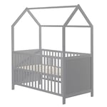 roba Lit Bébé Cabane Évolutif 70x140 - Convertible en Canapé - Réglable en Hauteur - Taupe