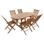 Salon De Jardin En Teck Lombok - Table Ovale Extensible - 6 Places