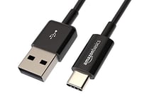 Amazon Basics USB-C to USB-A 2.0 Fast Charger Cable, 480Mbps Speed, USB-IF Certified, for Apple iPhone 15, iPad, Samsung Galaxy, Tablets, Laptops, 0.91 m, Black