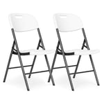 Set med 2 fällbara stolar, cateringset, metall, HDPE, vit, ModernHome