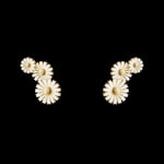 Georg Jensen DAISY 3 Flower Örhänge guldpläterad WHITE ENAMEL