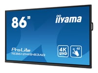 Iiyama Prolite Te8612mis-B3ag - 86" Diagonal Klass (85.6" Visbar) Led-Bakgrundsbelyst Lcd-Skärm - Interaktiv Digital Skyltning - Med Pekskärm (Multi-Touch) / Pc-Anslutning Som Tillval - 4K Uhd (2160P) 3840 X 2160 - Svart Ram Med Matta Ytor - Med Iiy