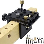YFY Pocket Hole Jig Kit Tool System, 3 in 1 Woodworking Doweling Jig Kit with Positioning Clip Adjustable Drilling Guide Puncher Locator Carpentry Tools