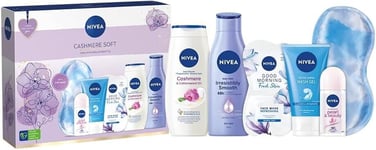 Nivea Cashmere Soft 6pc Gift Set - Shower Cream, Deo, Face Wash, Face+Eye Mask