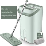 ZJZ Flat Mop and Bucket Set With Pad Dual Spin 360 Degree Stainless Steel Pole And Extra Washable Mop Refill Pads Mop And Bucket Set. Microfibre Flat Mop,Flat Mop Set A