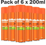 Gillette Fusion5 Ultra Sensitive Men's Shaving Gel - 200 ml x 6