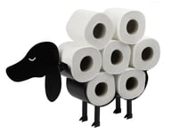 Maison & White Dog Toilet Roll Holder Free Standing Fun Novelty Bathroom Black