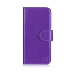 32nd Book Wallet PU Leather Flip Case Cover For Apple iPhone 5, 5S & SE (2016), Design With Card Slot and Magnetic Closure - Purple