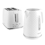 Salter COMBO-8745 Kettle & Toaster Set – White Fast Boil 1.7L Kettle, 2-Slice Wide Slot Toaster, 360 Swivel Base, Limescale Filter, 7 Browning Levels/Defrost/Reheat/Cancel Functions, Glacier, 3kW/930W