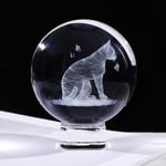 Kristall 3D-boll 6cm Graverad Katt med Fjärilar Gåvor till Kattälskare Kvinnor Män Glas Vackra Djur Figurer med Bas, Kattunge Prydnader Minnessak Cat With 3 Butterflies