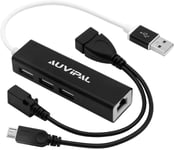 Auvipal Lan Ethernet Adapter With 3 Ports Usb Hub For Streaming Tv Stick, Google
