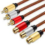 Audio Video RCA Cable 5m,Youii 3RCA to 3RCA Composite AV Stereo RCA Extension Cable Compatible with Set-Top Box,Speaker,Amplifier,DVD Player,24K Gold Plated,Nylon Braid.