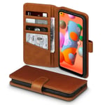 TERRAPIN, Compatible with Samsung Galaxy A11 Case GENUINE LEATHER Wallet Flip Cover - Cognac