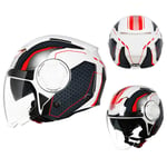 Massage-AED Casque De Moto Cross Homme,Casque De Moto Modulable Integral Casque Double Visière Urban Scooter Chopper Cruiser Femme Homme Homologué ECE 22.05