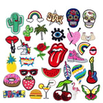 BOSSTER Iron On Patch 32 pieces Mixed Style Patches for Clothes Embroidery Applique for Sewing Jackets Backpacks Jeans