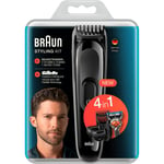 Braun 4 in 1 Styling Kit For Men Beard Trimmer with Gillette Razor -Black SK3000
