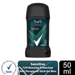 Sure Men AntiPerspirant Deodorant Stick Sensitive 72H Nonstop Protection, 50ml