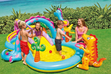 Giant Inflatable Dinosaur Paddling Pool With Slide Mega Splash Play Centre 2.23m