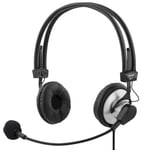 DELTACO headset, <b>volumenkontrol på kablet</b>, 2x3,5mm, 2m kabel,