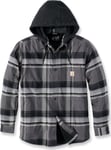 Carhartt Men's Flannel Fleece Lined Hooded Shirt Jacket Black, M