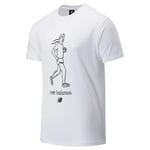 NEW BALANCE MENS ATHLETICS GRAPHIC RETRO RUNNER T-SHIRT TEE WHITE FITNESS NEW OG