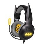 FRTEC – Casque de Jeu Batman avec Oreilles Dark Knight détachables, câble et lumière LED RVB pour Playstation 5, PS4, Xbox Series X/S, Xbox One, Nintendo Switch, PC, Mac