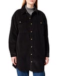 Urban Classics Women's Ladies Long Corduroy Overshirt Shirt, Black, M