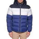 Tommy Hilfiger Men's Classic Hooded Puffer Jacket Down Alternative Coat, Bluebell Color Block, S UK