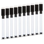 Små whiteboardpennor, 10 st svarta whiteboardpennor med suddgummi, finspets whiteboardpennor