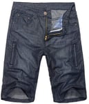 Shorts Summer Style Mens Fashion Denim Ripped Half Jean Male-DarkGreyBlue-38 Asian size