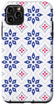 Coque pour iPhone 11 Pro Max Blue Royal Flowers Moroccan Mosaic Tile Pattern