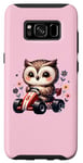 Galaxy S8 Adorable Owl Riding Go-Kart Cute On Pink Case