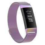 New Watch Straps Stainless Steel Magnet Wrist Strap for Fitbit Charge 4，Small Size: 190x18mm(Black) Smart Wear (Color : Light Purple)