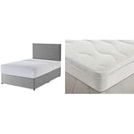 Silentnight Non Storage Divan | Slate Grey | Double with Miracoil Cushion Top Mattress | Medium Firm | Double