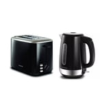 Morphy Richards Equip 2-Slice Toaster and 1.7L Kettle Set Stainless Steel, Black